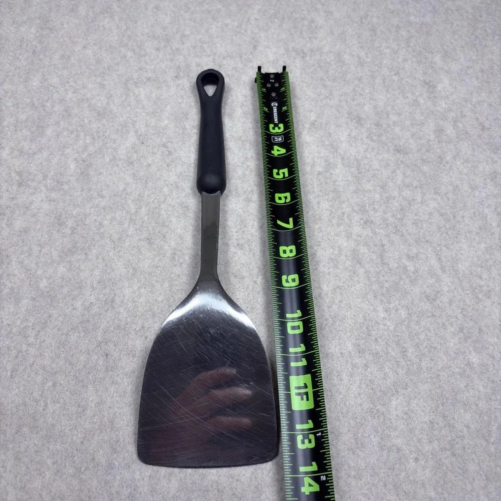 Stainless Steel Spatula Turner w/ Black Handle, Silver/Black, 13-3/4 in